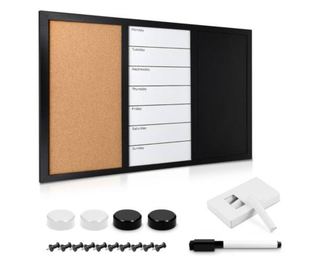 Tabla magnetica Navaris 3-in-1 pluta / tabla alba / tabla, 60 x 40 cm, 47164.01