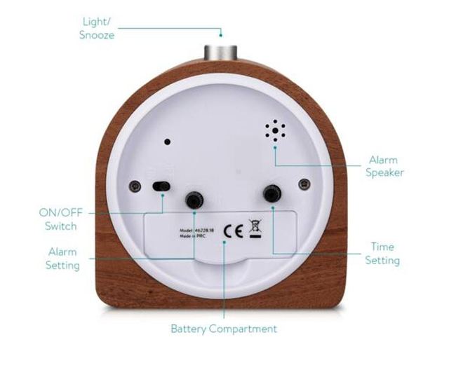 Аналогов дървен будилник Snooze Retro, 46228.18