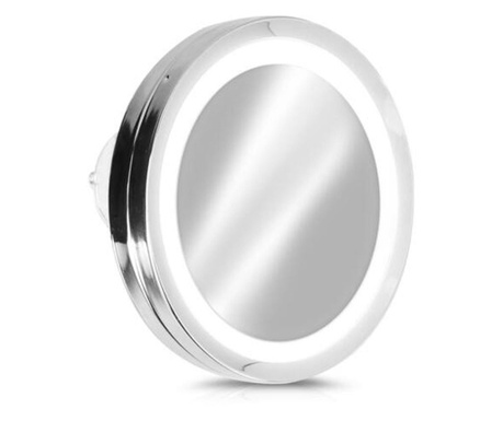 Козметично огледало, С вендузи, LED осветление, 5-кратното увеличение