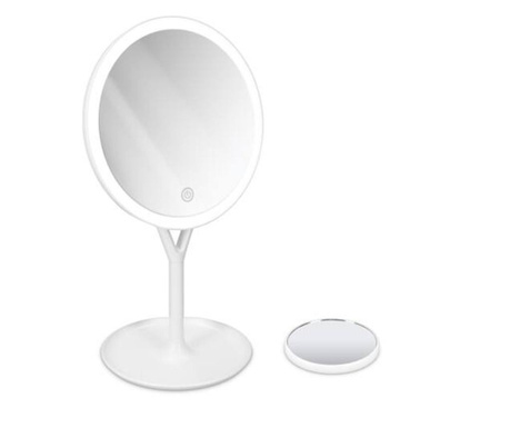 Kozmetikai tükör Navaris tartóval, LED megvilágítással és kiegészítő tükörrel, 5x nagyítás, 360°-ban állítható, 48931.48