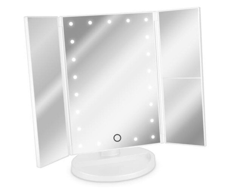 Oglinda Cosmetica cu 3 fete, Iluminare LED, marire 3x, pliabila, 43457.48