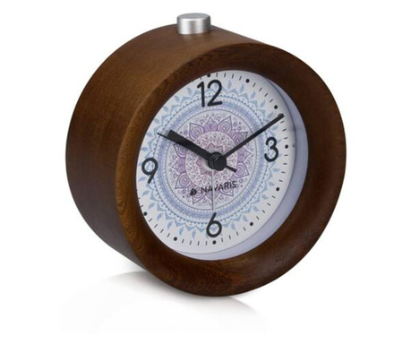 Ceas cu alarma analogic din lemn Snooze Retro, 46269.18.01