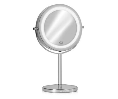 Oglinda Cosmetica cu suport, Iluminare LED, senzor tactil reglabil, marire 5x, reglabila 360 °, 48930.42