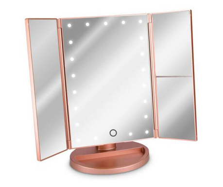 Oglinda cosmetica cu 3 fete, iluminare led, marire 3x, pliabila,...