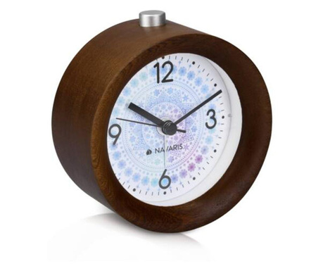 Ceas cu alarma analogic din lemn Snooze Retro, 46269.18.02