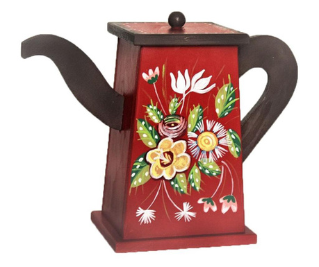 Cutie depozitare din lemn ceainic, cu flori