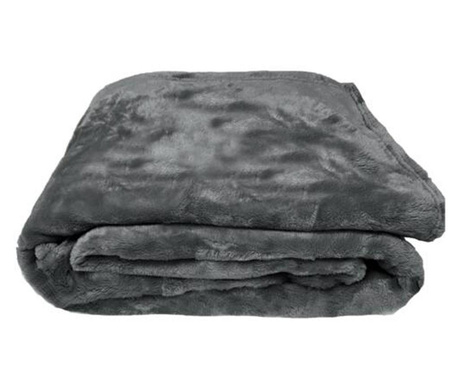 Patura de pat din microfibra Jemidi, 220 x 180 cm, Gri, Poliester, 55181.01.73
