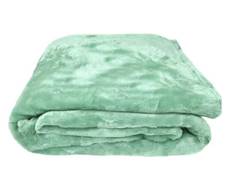 Patura de pat din microfibra Jemidi, 220 x 180 cm, Verde, Poliester, 55181.02
