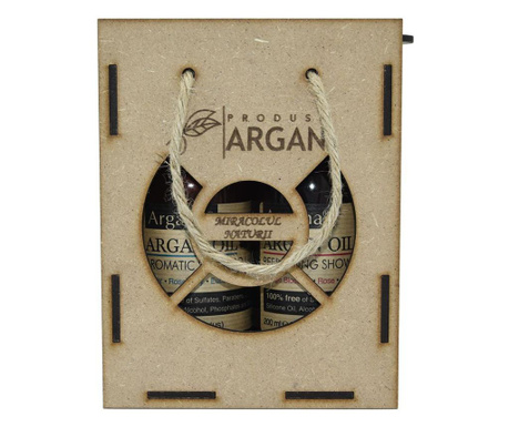 Set cadou rustic argan ( sampon pentru par cu ulei de argan, argana /200ml+ gel de dus cu ulei de argan, argana/200 ml)