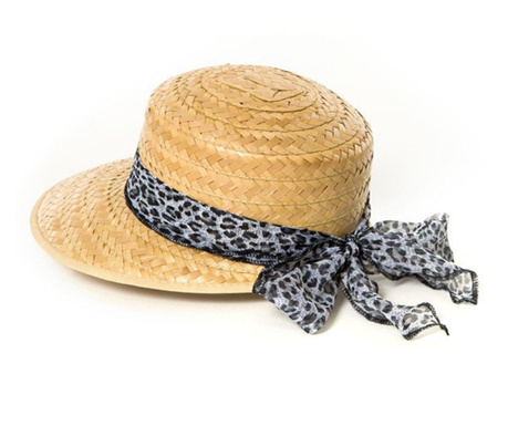 Дамска лятна шапка hatyou cep0425, Леопардова лента в сиво Spring/Summer 57 см