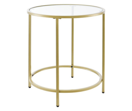Kiasztal Ähtäri kerek alakú 50 x 55 cm üveglappal dohányzóasztal acélváz arany [en.casa]