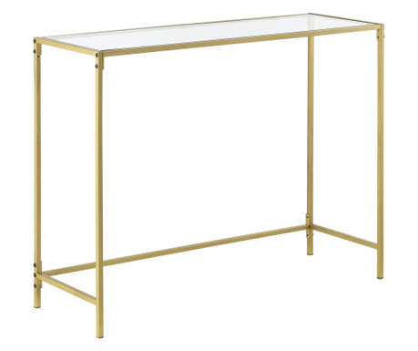 Konzolasztal alajärvi üveglappal 100 x 35 x 80 cm sminkasztal acélvázzal fésülködőasztal arany [en.casa]