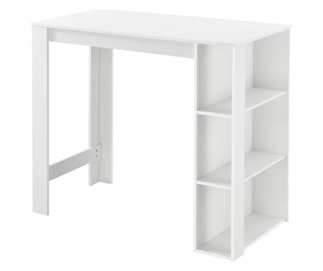  Elegáns bárasztal három italtartó polccal danderyd 120 x 60 x 105,5 cm melaminborítású rétegelt farostlemezből fehér [en.casa]