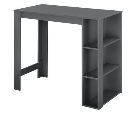  Elegáns bárasztal három italtartó polccal danderyd 120 x 60 x 105,5 cm melaminborítású rétegelt farostlemezből sötétszürke [en.