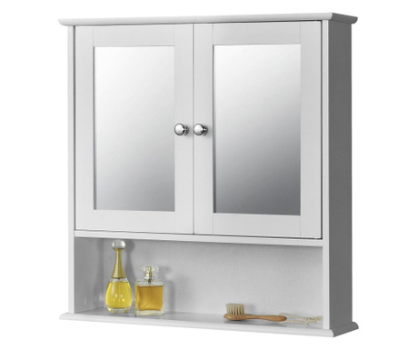Fürdőszoba fali szekrény linz 58 x 56 x 13 cm 2 tükrös ajtóval és egy alsó polccal mdf fehér [en.casa]