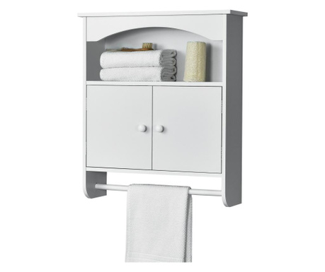 Fürdőszoba fali szekrény graz 2 ajtóval kéztörlő tartó rúddal 61,3 x 53 x 15,5 cm mdf fehér [en.casa]