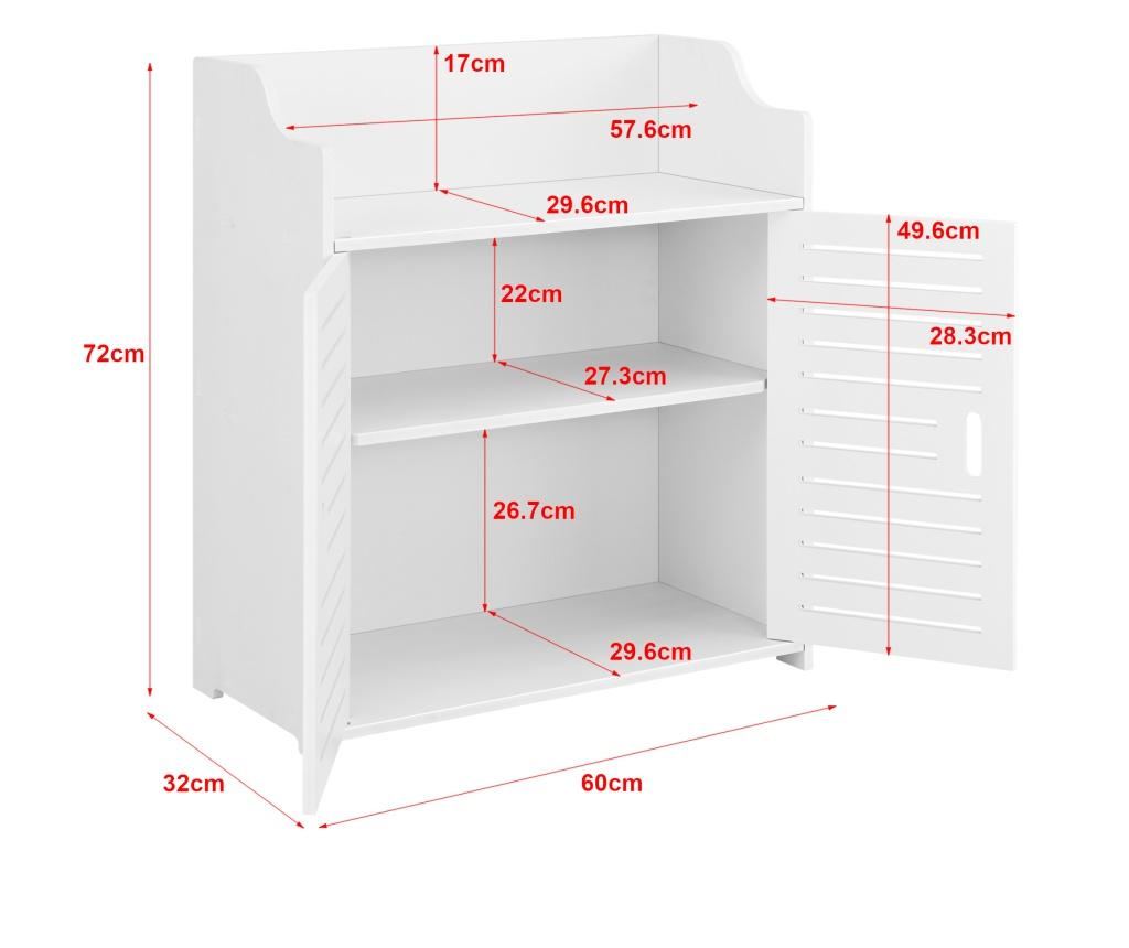 Fürdőszoba szekrény trosa 2 fali szekrény alsó szekrény 72 x 60 x 32 cm wpc két szekrényajtóval és egy polccal / 2 további polc - 2