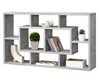 Falipolc saputit stílusos falipolc 8 tárolófelülettel 85 x 16 x 48 cm forgácslap max 9 kg-ig betonszürke [en.casa]
