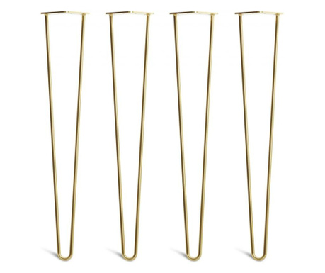 Set 4 x buc. picior masa metal, model hairpin, 2 brate, 72 h, auriu