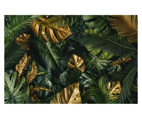 Fototapet autocolant PVC, frunze verzi si aurii, 250x400 cm
