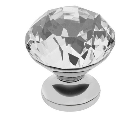 Butoni, model Cristal, forma plata (dimensiuni: Ø 25 mm, finisaj: crom lucios/transparent)