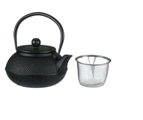 Ceainic din fonta, cu maner si infuzor, negru, 600 ml