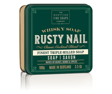 Sapun barbati Rusty nail soap in a tin, 100 g,  8x8 cm