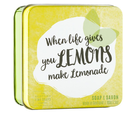 Sapun lemon, Soap in a tin, when life give you lemons, 100 g,  8x8 cm