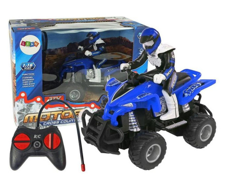 ATV albastru RC pentru copii , Quad cu telecomanda 27 Mhz, LeanToys, 9384