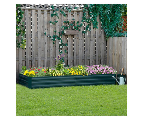 Outsunny pat suport de gradina inaltat din metal de exterior, suport pentru plante, flori si ierburi aromatice, verde Outsunny