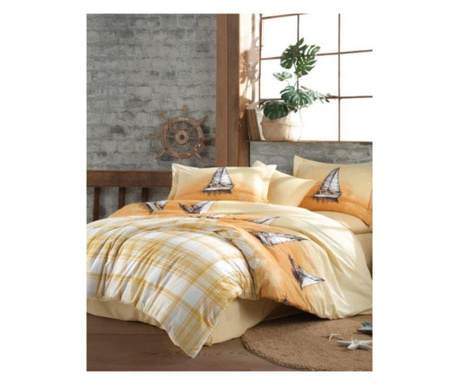 Спално бельо от 100% поплин памук, единично легло, студио за хоби, морско жълто, hb1-45