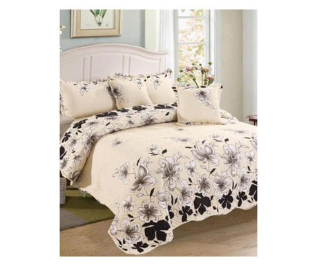 Спален комплект и 4 калъфки за възглавници, фини, 5 броя, бели цветя, cvy-01