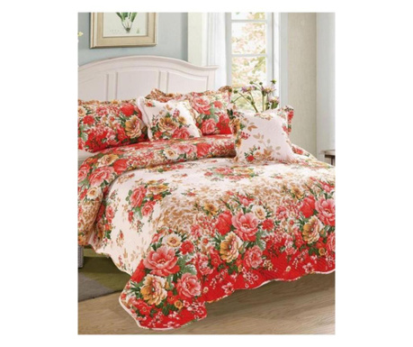 Спален комплект и 4 калъфки за възглавници, фини, 5 броя, многоцветни цветя, cvy-12
