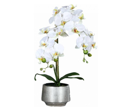Orhidee artificiala 60 cm in vas ceramic Phalaenopsis alba  60 cm