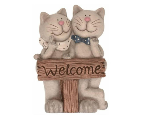 Decoratiune gradina pisicute cu pancarta Welcome 35 cm  26x15x35 cm