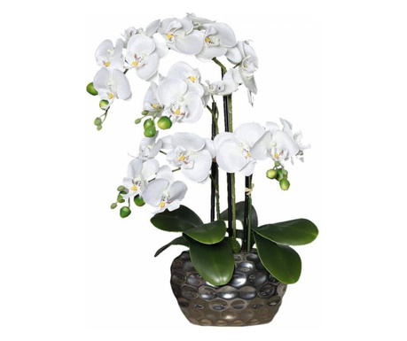 Orhidee artificiala Phalaenopsis alba in vas ceramic , 54 cm  54 cm