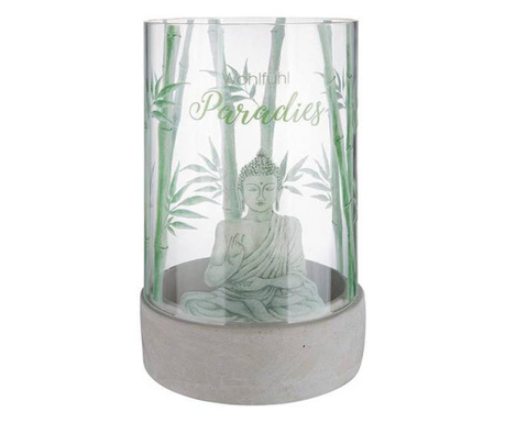 Suport lumanare, model Buddha Paradis, sticla 25 cm  25,5 cm