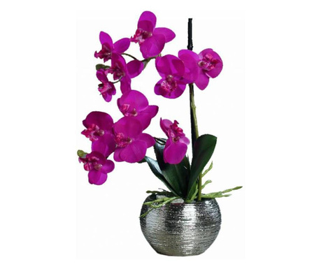 Orhidee artificiala Phalaenopsis mov cu aspect 100% natural in vas ceramic, 30 cm  30 cm