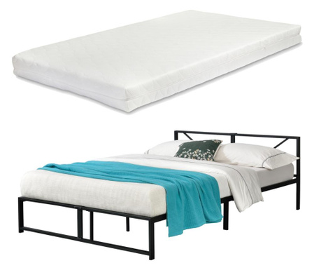 Fémkeretes ágy meran 140 x 200 cm szinterezett acél, 300 kg fekete ágyráccsal karc-és ütésmentes, kopásálló 1 személyes hidegha