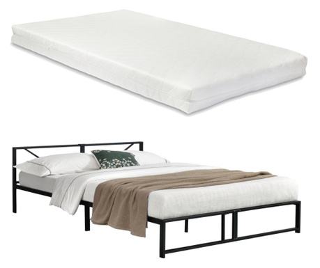 Fémkeretes ágy meran 180 x 200 cm szinterezett acél, 300 kg fekete ágyráccsal karc-és ütésmentes, kopásálló 1 személyes hidegha