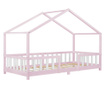 Gyerekágy házikó formában védőráccsal treviolo 200 x 90 cm rózsaszín/fehér [en.casa]