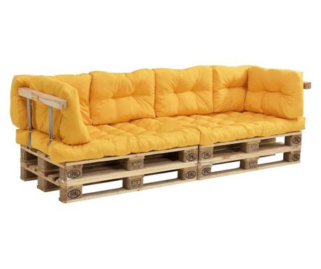 [en.casa] Design raklapbútor párna szett - 2 x Ülőpárna + 6 x hátpárna - mustársárga