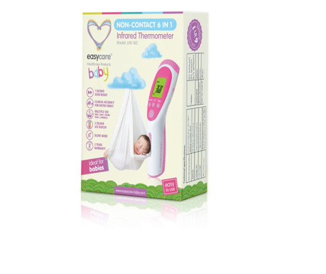 Easycare baby - termometru cu infrarosu non-contact 6in1 roz  12x5x15