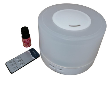 Difuzor aromaterapie, functie de umidificator, LED, 700 ml, alb, esenta inclusa