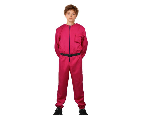 Детски костюм, Игра на калмари, размер 8-10 години, червен, с включен колан