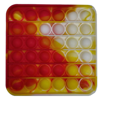 Stresszoldó játék, Pop it, szilikon, négyzet alakú, 13 cm, piros