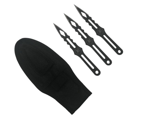 Комплект от три ножа за хвърляне, Черна котка, неръждаема стомана, 13,5 см, с включена обвивка