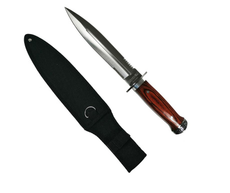 Cutit de vanatoare IdeallStore®, Celtic Blade, otel inoxidabil, maner lemn, maro, 33 cm