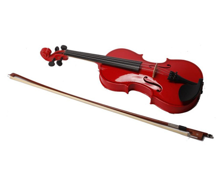 Класическа цигулка, дърво, размер 3/4, червена, с включен калъф