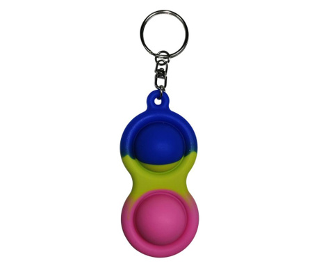 Anti-stresszoldó játék, Pop it, kulcstartó típus, szilikon, 8 cm, tricolor